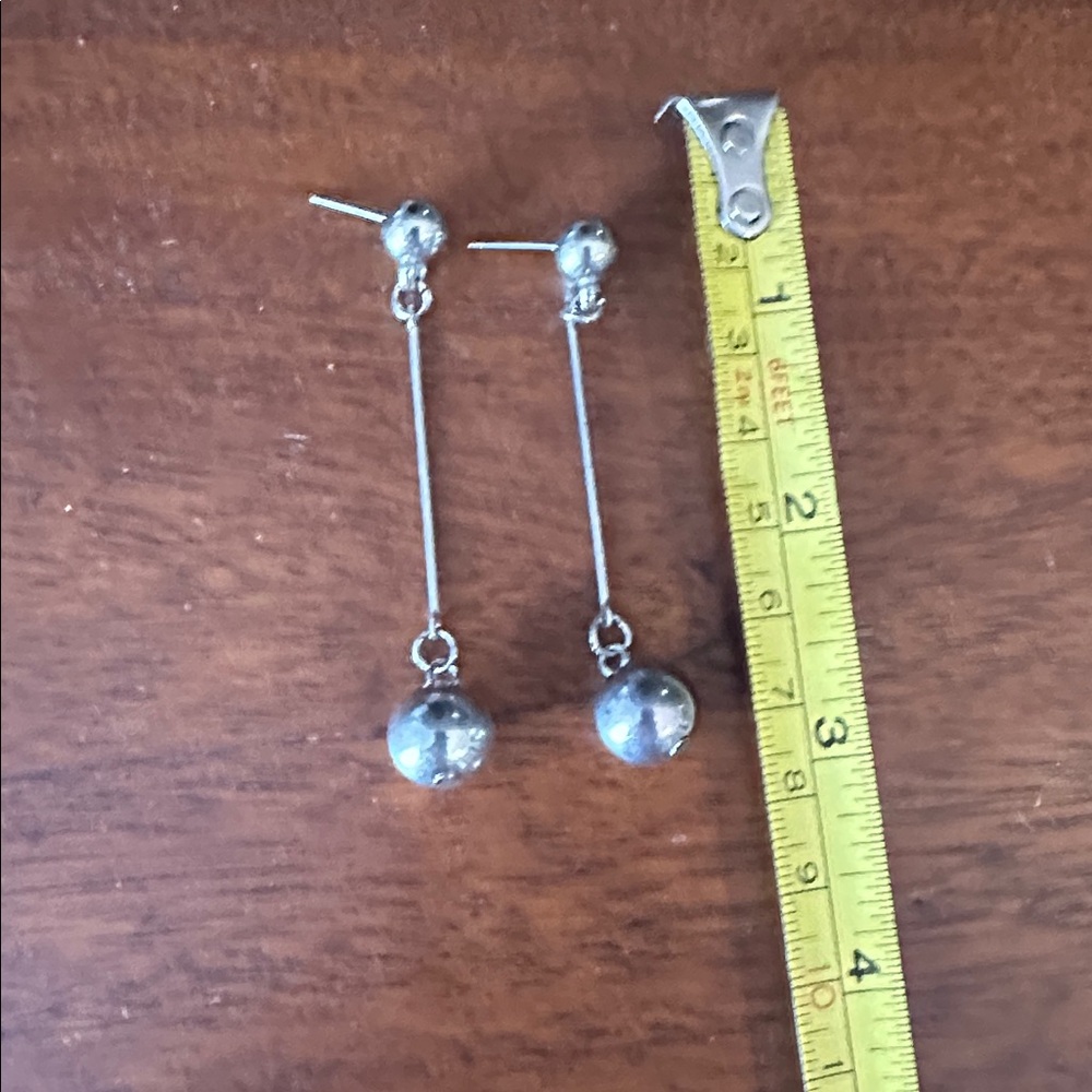 Chic Modern Silver Dangle Ball Earrings